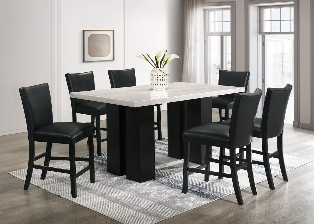 Finley Genuine Marble Counter Height Dining Set — Table & 6 Chairs