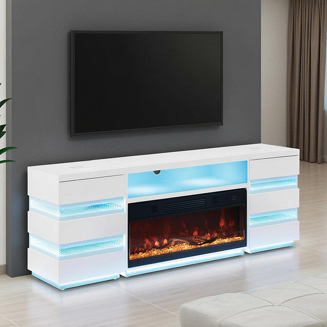 Terni Living & Storage Collection — Terni TV Stand w/ Fireplace & 2 Side Tables