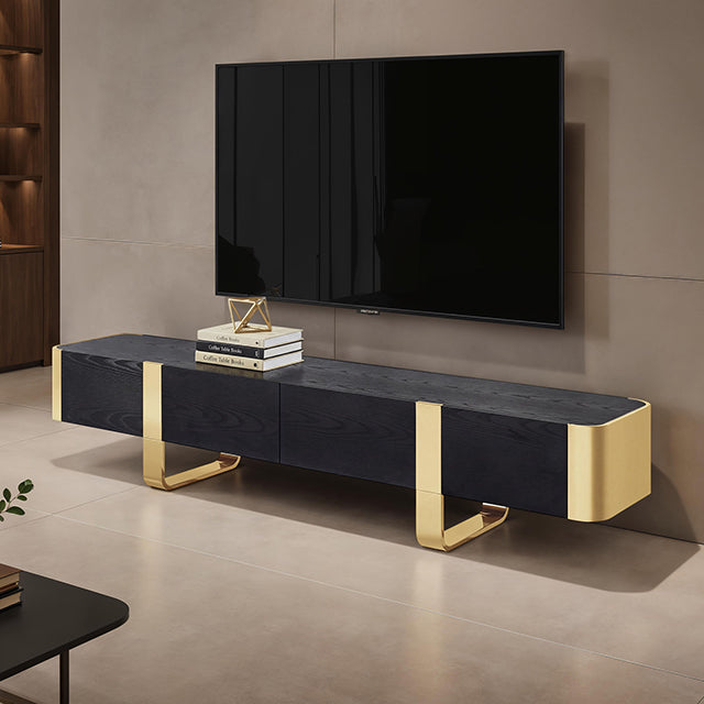 Leknes TV Stand Black w/ Gold Frame — Leknes TV Stand Black w/ Gold Frame