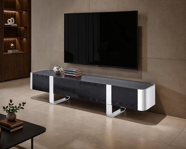 Leknes TV Stand Black w/ Gold Frame