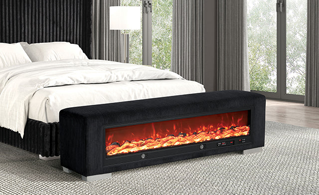 Elnath Bench w/ Visual Wood Log Fireplace