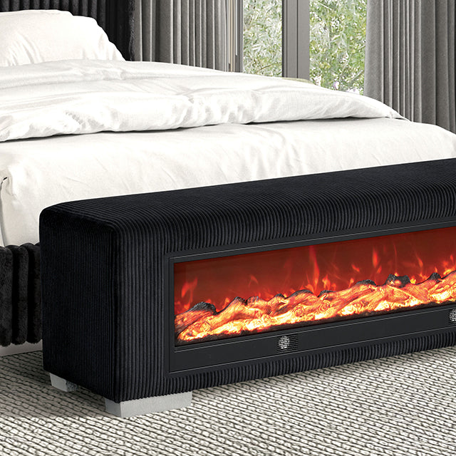 Elnath Bench w/ Visual Wood Log Fireplace — Elnath Bench w/ Visual Wood Log Fireplace