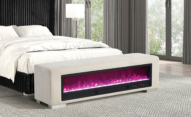 Elnath Bench w/ Visual Wood Log Fireplace