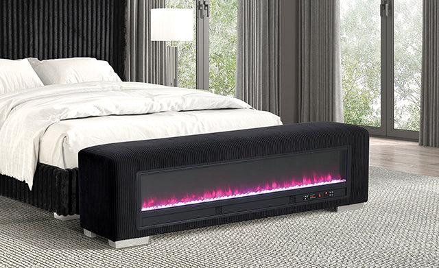 Elnath Bench w/ Visual Wood Log Fireplace