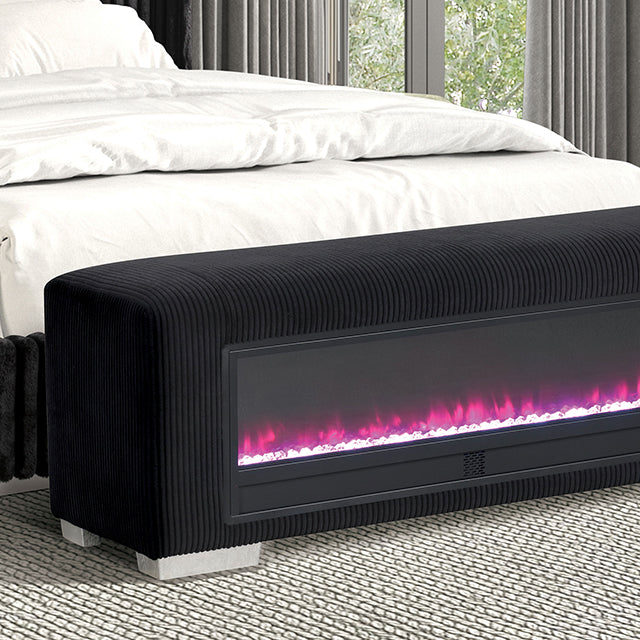 Elnath Bench w/ Visual Wood Log Fireplace — Elnath Bench w/ Visual Crystal Fireplace