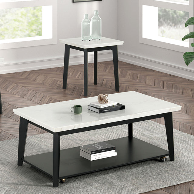 Thisted Living & Storage Collection — Thisted Rectangle Marble Coffee Table w/ Casters