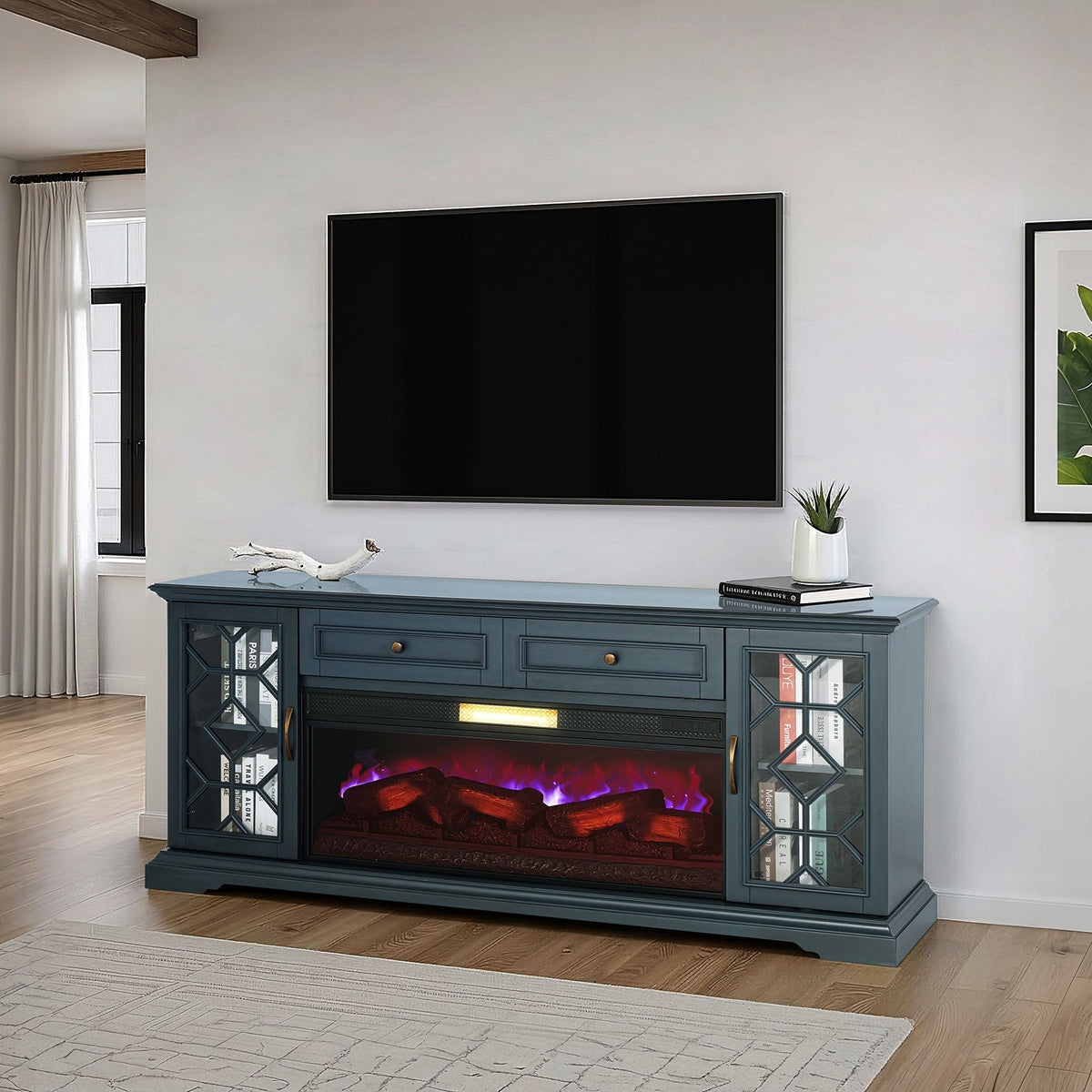 Fidel 74'' TV Console w/ Electric Fireplace — Fidel 74'' TV Console w/ Electric Fireplace