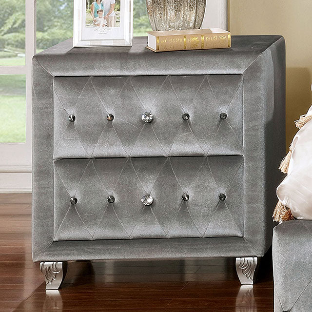 Alzir Black Bedroom Collection - Nightstand / Gray