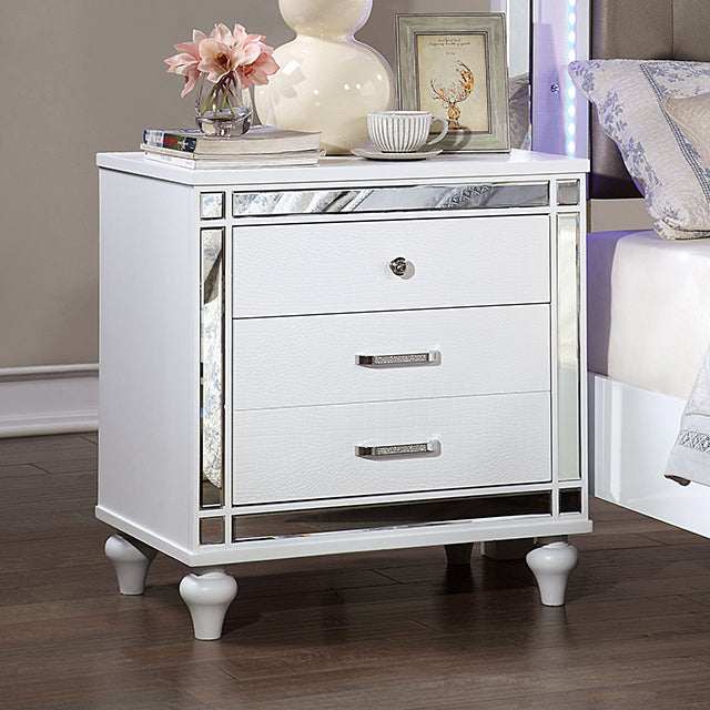 Brachium Silver & White Bedroom Collection - Nightstand / White