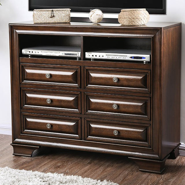 Brandt Cherry & Gray Storage Bedroom Collection - Media Chest / Cherry