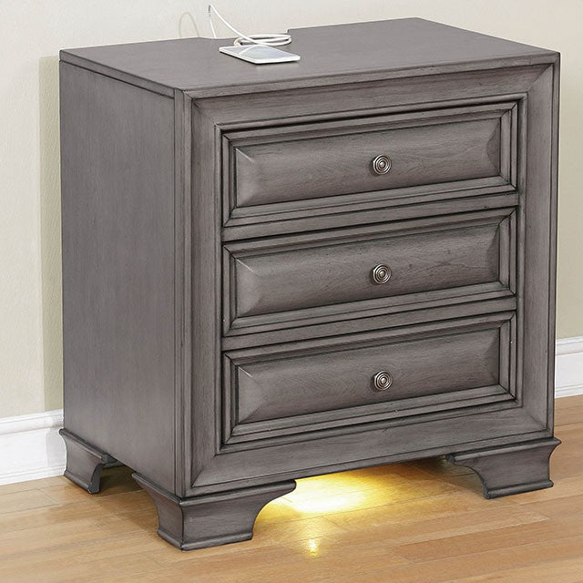 Brandt Cherry & Gray Storage Bedroom Collection - Nightstand / Gray