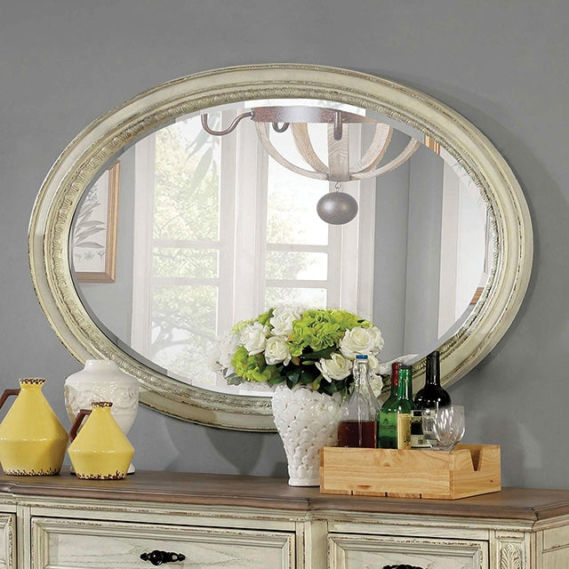 Arcadia Rustic Dining Collection - Oval Mirror / Antique White