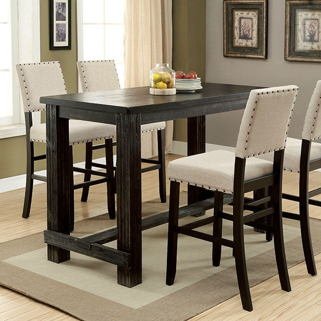 Sania Rustic Dining Collection - 5-Piece Bar Table Set / Black