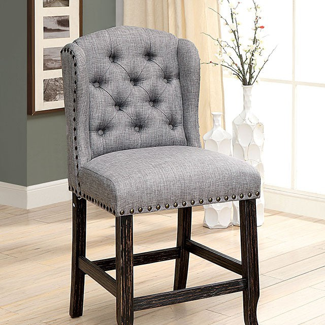 Sania Rustic Dining Collection - Counter Ht. Chair 2/Box CM3324BK-LG-PCW-2PK / Black