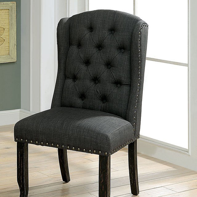 Sania Rustic Dining Collection - Side Chair 2/Box CM3324BK-GY-SC-2PK / Black