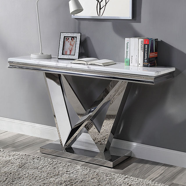 Villarsglane Glam Stone-Top Table Collection - Sofa Table / As shown