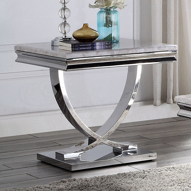 Wettingen Glam Stone-Top Table Collection - End Table / As shown
