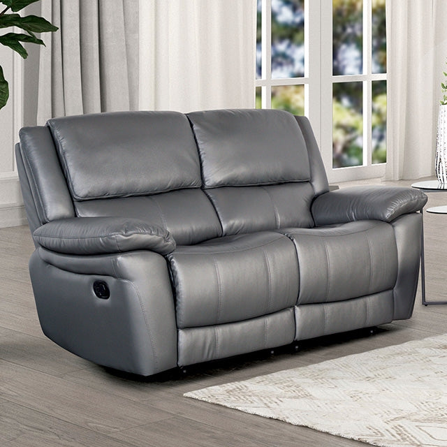 Glarus Leather Match Recliner Collection - Loveseat Manual Recliner / Dark Gray
