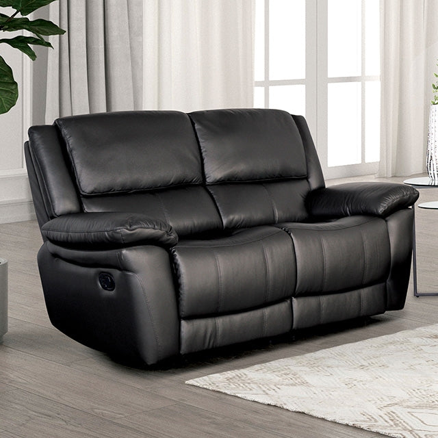 Glarus Leather Match Recliner Collection - Loveseat Manual Recliner / Black