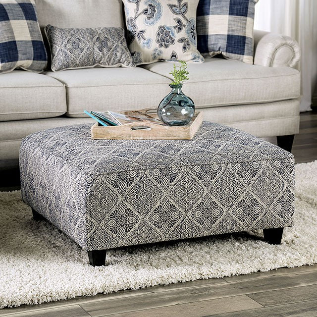 Nash Ivory Plaid Upholstery Collection - Ottoman