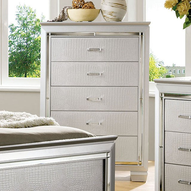 Bellanova Black & Silver Glam Bedroom Collection - 3D Chest / Silver