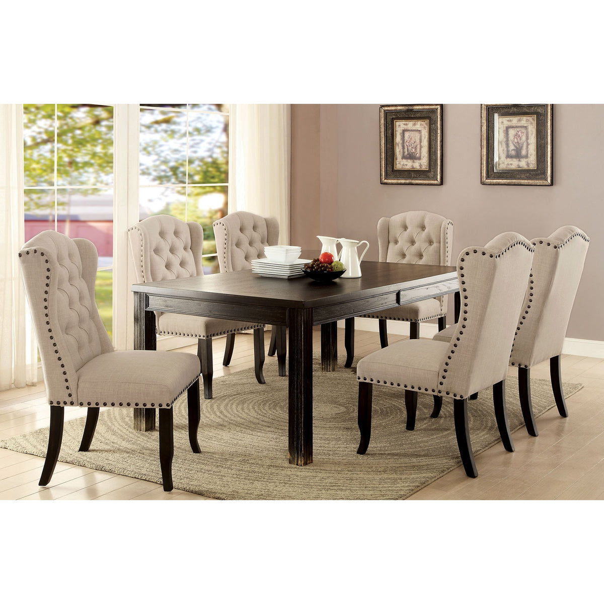 Sania Rustic Dining Collection - Table / Black