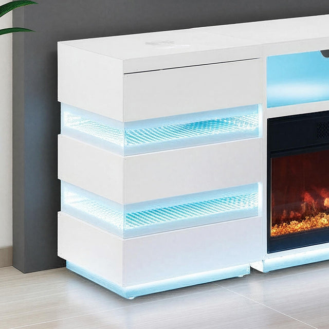 Terni Black Contemporary Fireplace TV Stand - Side Table / White