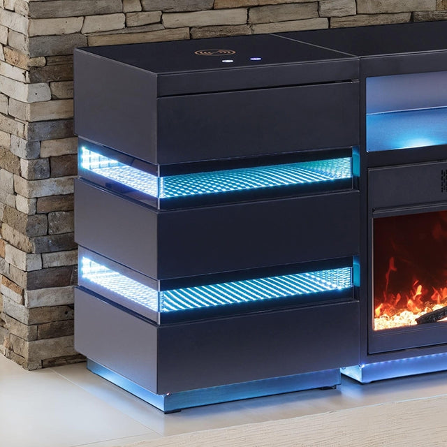 Terni Black Contemporary Fireplace TV Stand - Side Table / Black