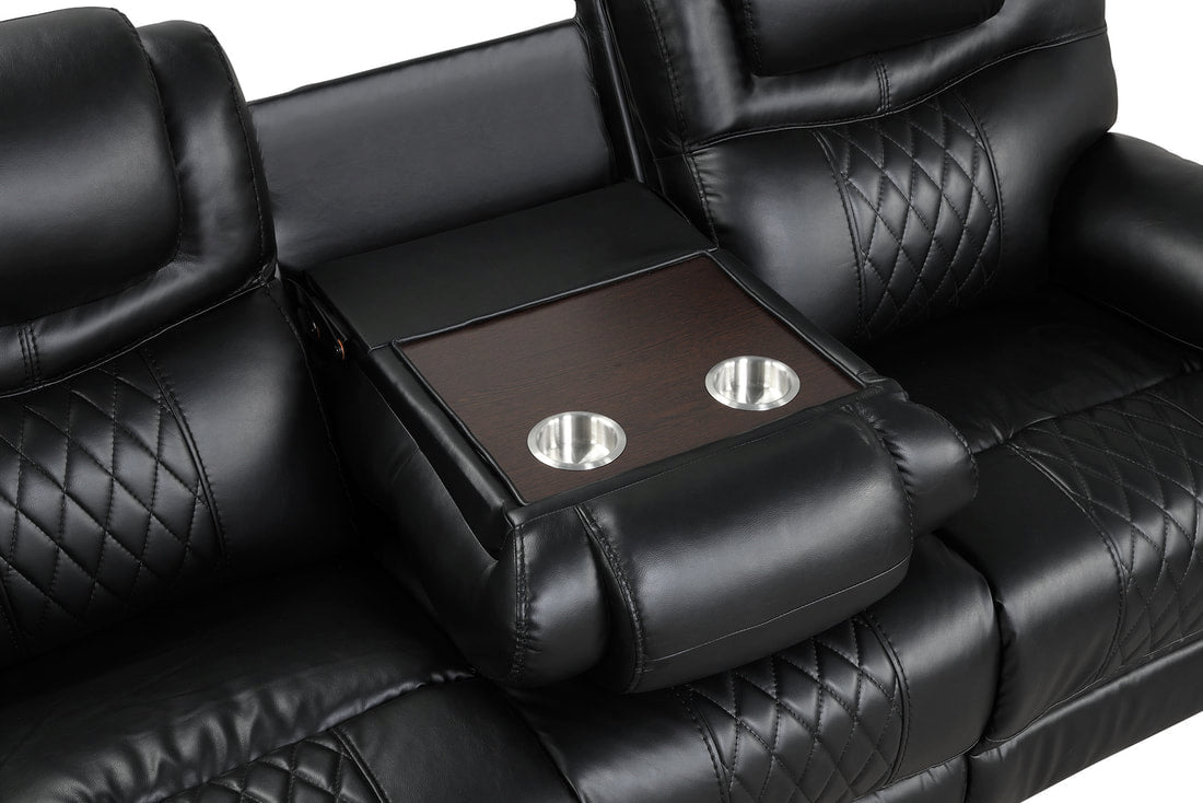 Galveston 3PC Oversized Reclining Set — Drop-Down Cupholders & Swivel Recliner