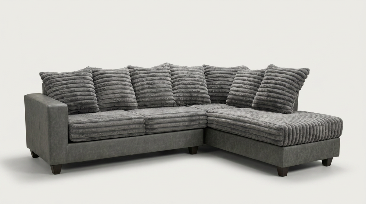 Costa Corduroy 2-Piece Sectional in Castle Grey