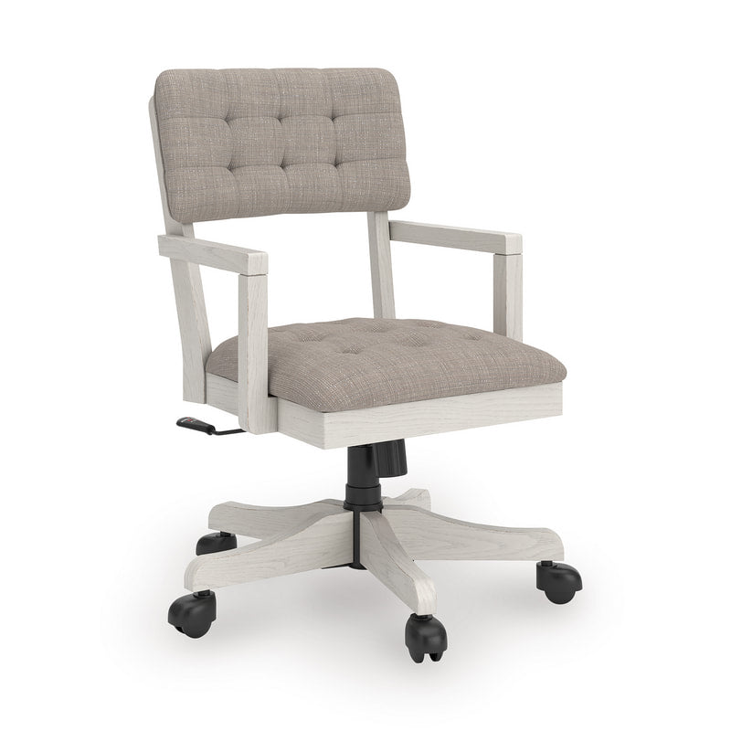 H742-01A Antiqued White Office Chair — Adjustable Height & Casters