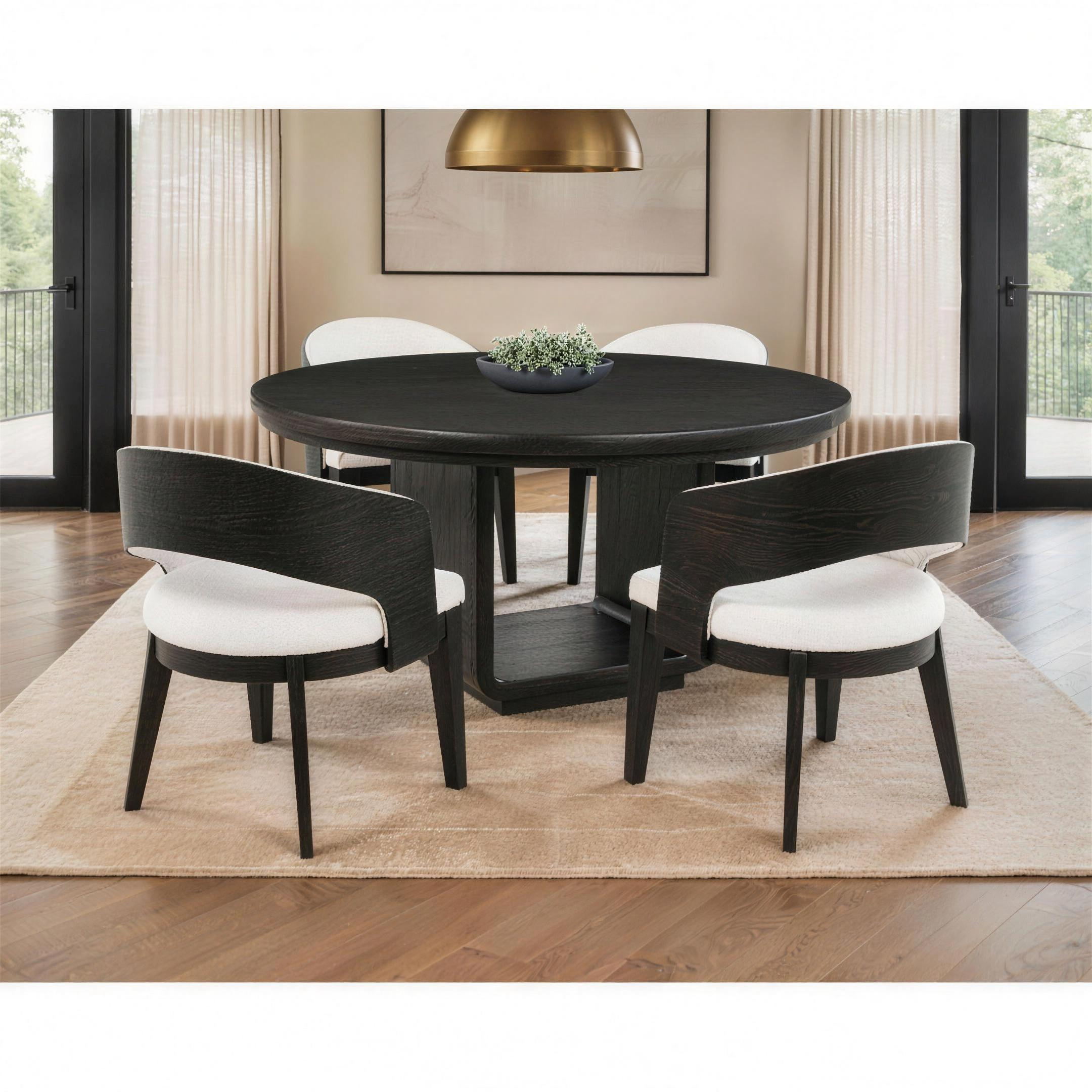 Leandro 5-piece round dining set in burnished black
