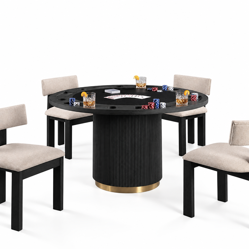 Frascone Round Game & Dining Table - Black
