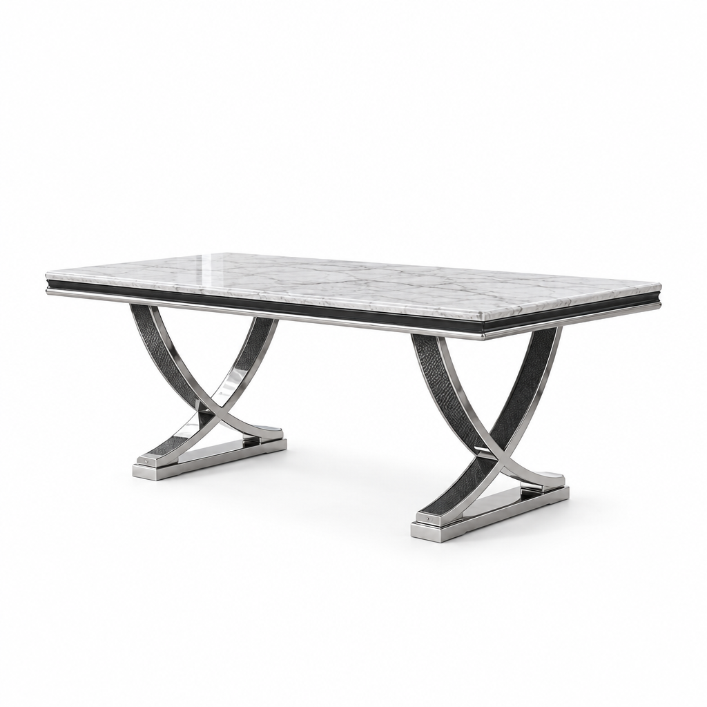 Wadenstil Glam Sintered Stone Dining Table - Silver/Black