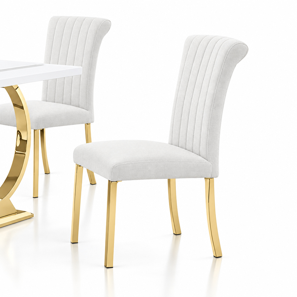 Holstebro Dining Collection - White / Gold Legs
