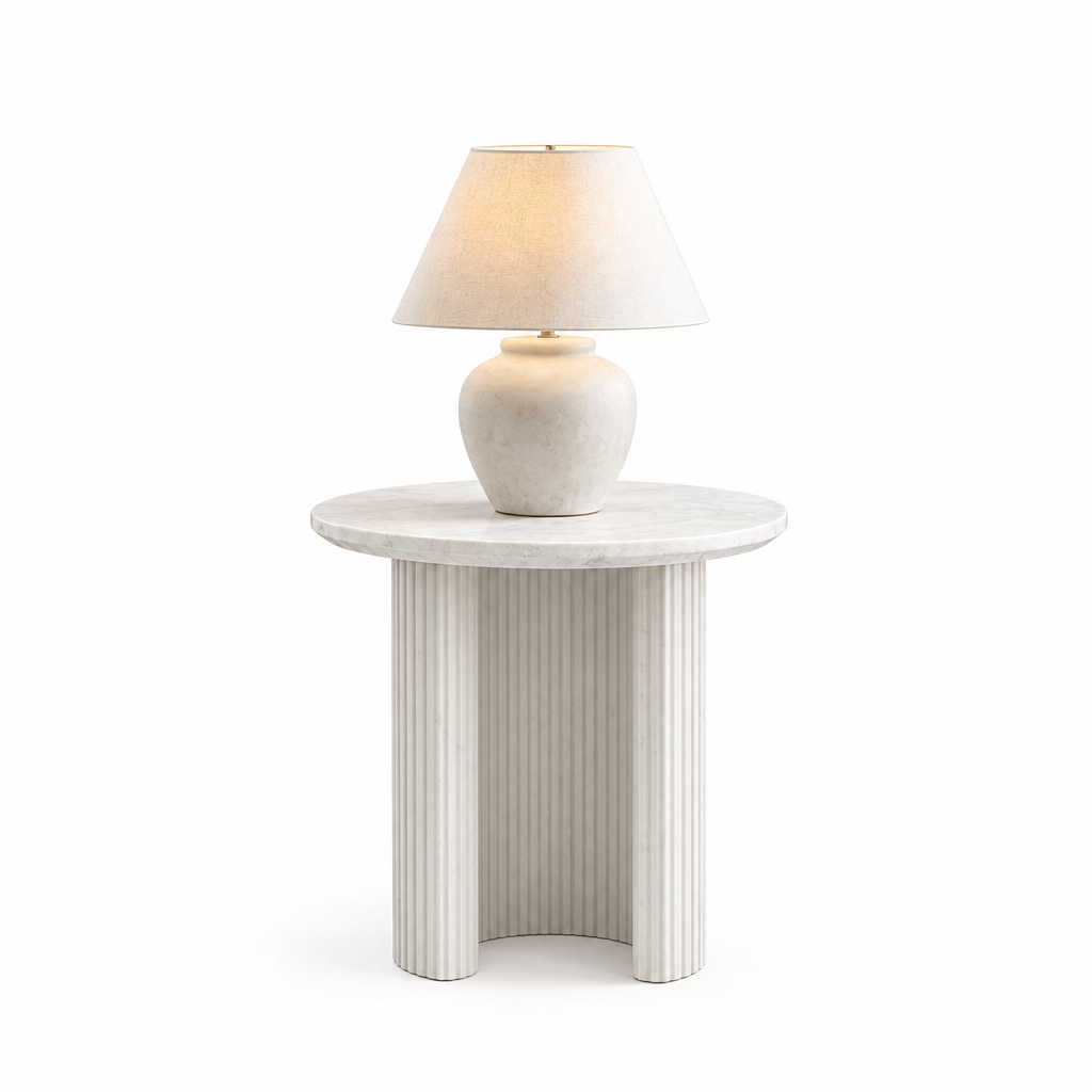 Alvik Genuine Stone Coffee & End Table - White