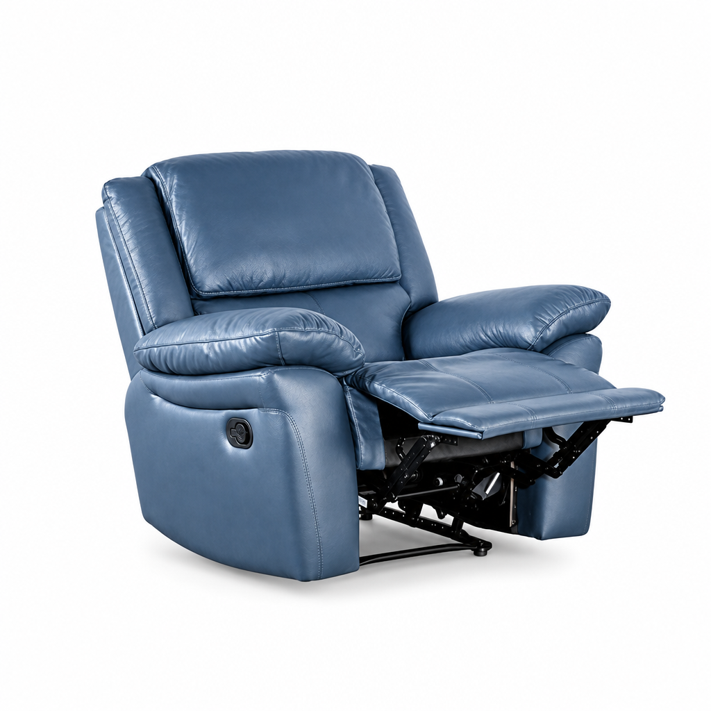 Glarus Leather Match Recliner Collection - Blue