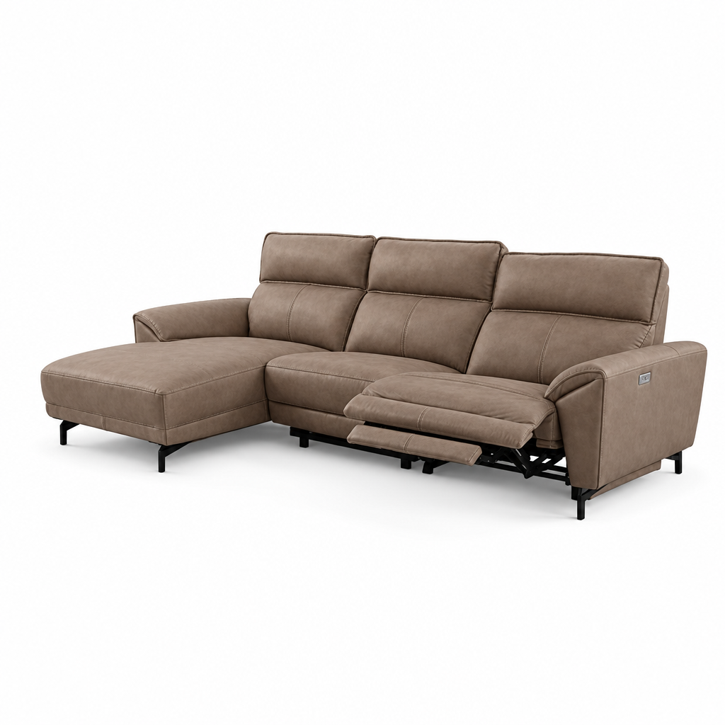 Theola Power Sectional - Light Brown