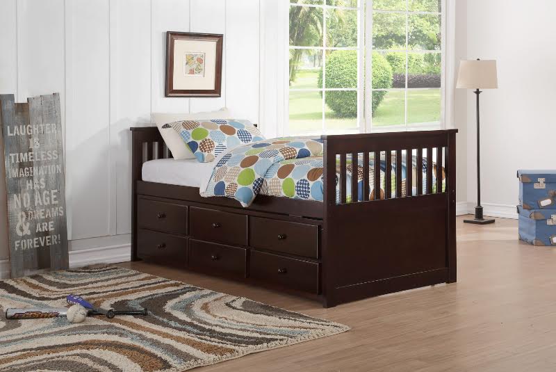 HH8000 TWIN CAPTAIN BED W/TRUNDLE AND DRAWERS UNIT
