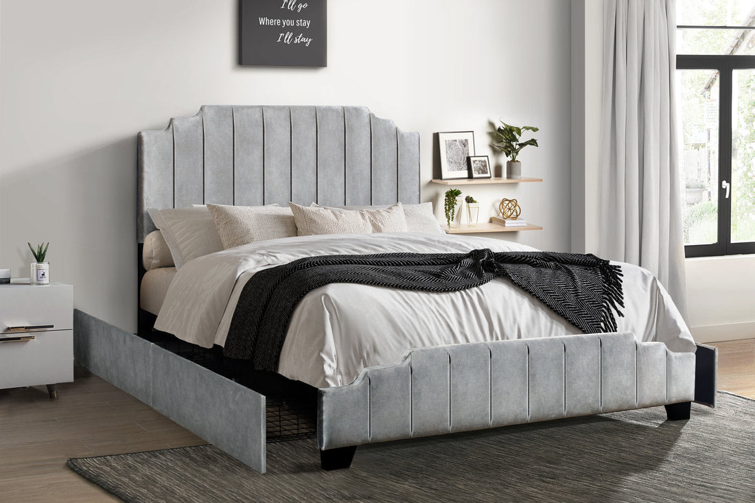 HH970 Queen Platform Bed — Side Drawer Storage