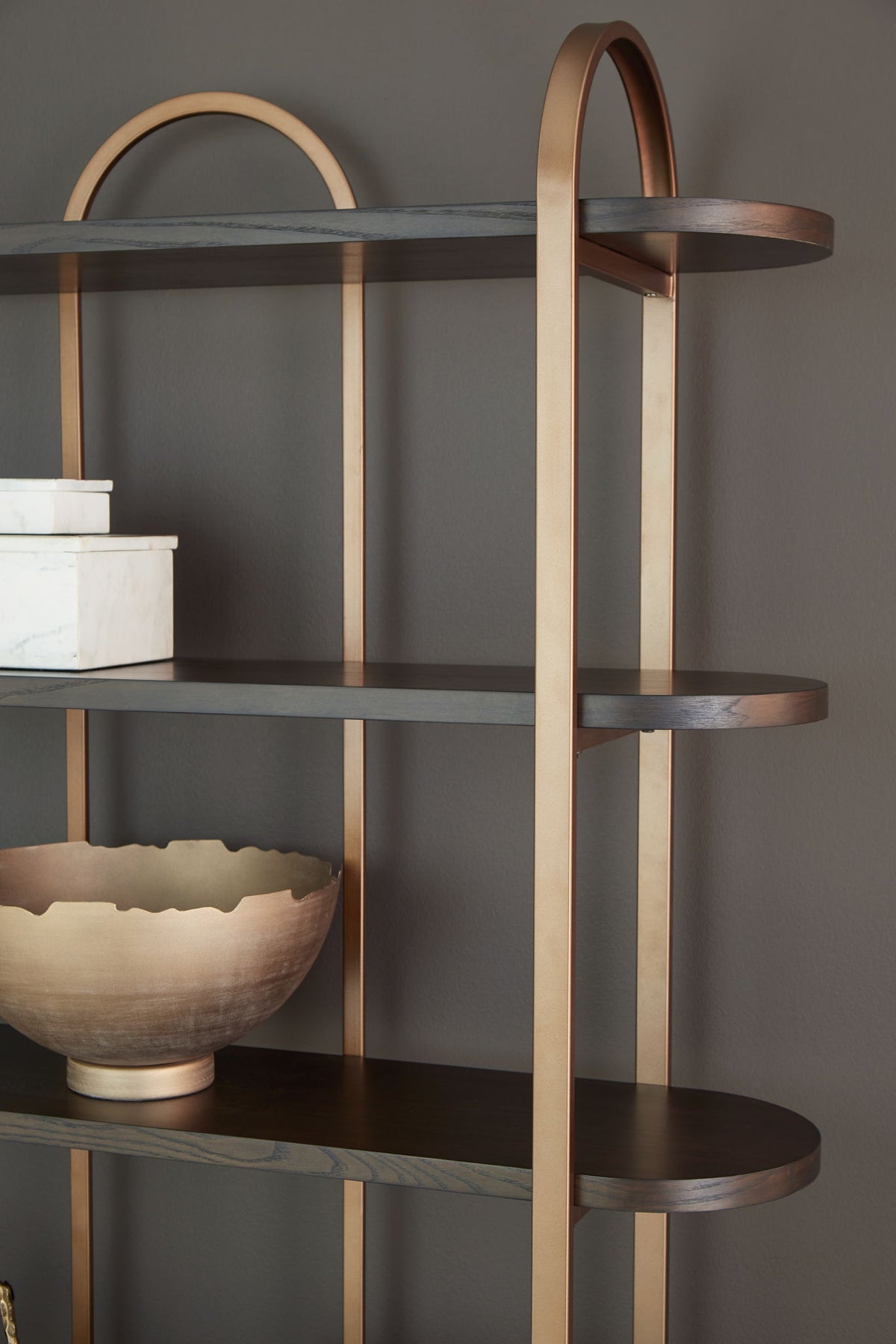 Brentmour - Bookcase - Brown / Gold Finish — view 4