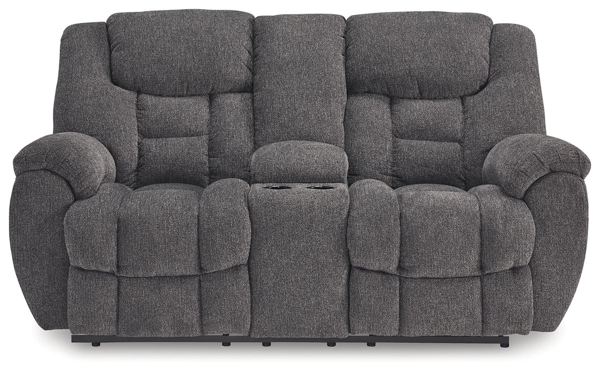 Foreside - Dbl Reclining Loveseat with Console - Charcoal — view 4
