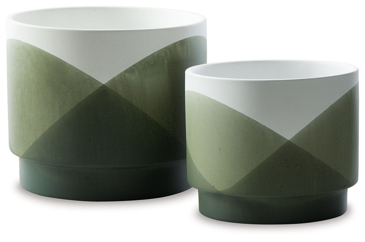 Ardenridge - Planter Set (Set of 2) - Green / White — view 3