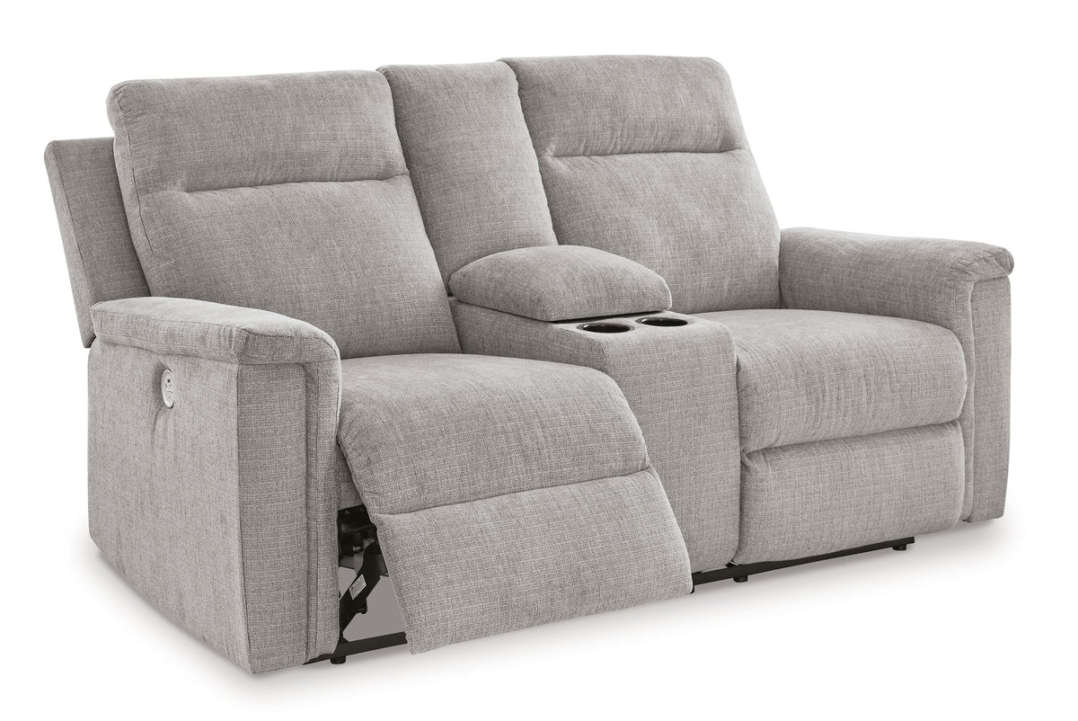 Barnsana - Dbl Power Reclining Loveseat with Console - Ash — view 3