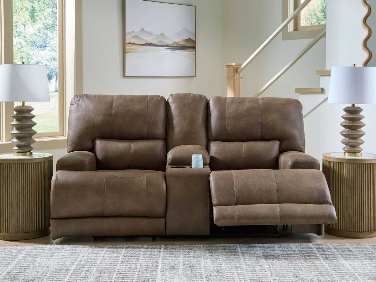 Beckley Place - Power Reclining Loveseat With Console / Adjustable Headrest - Earth — view 6