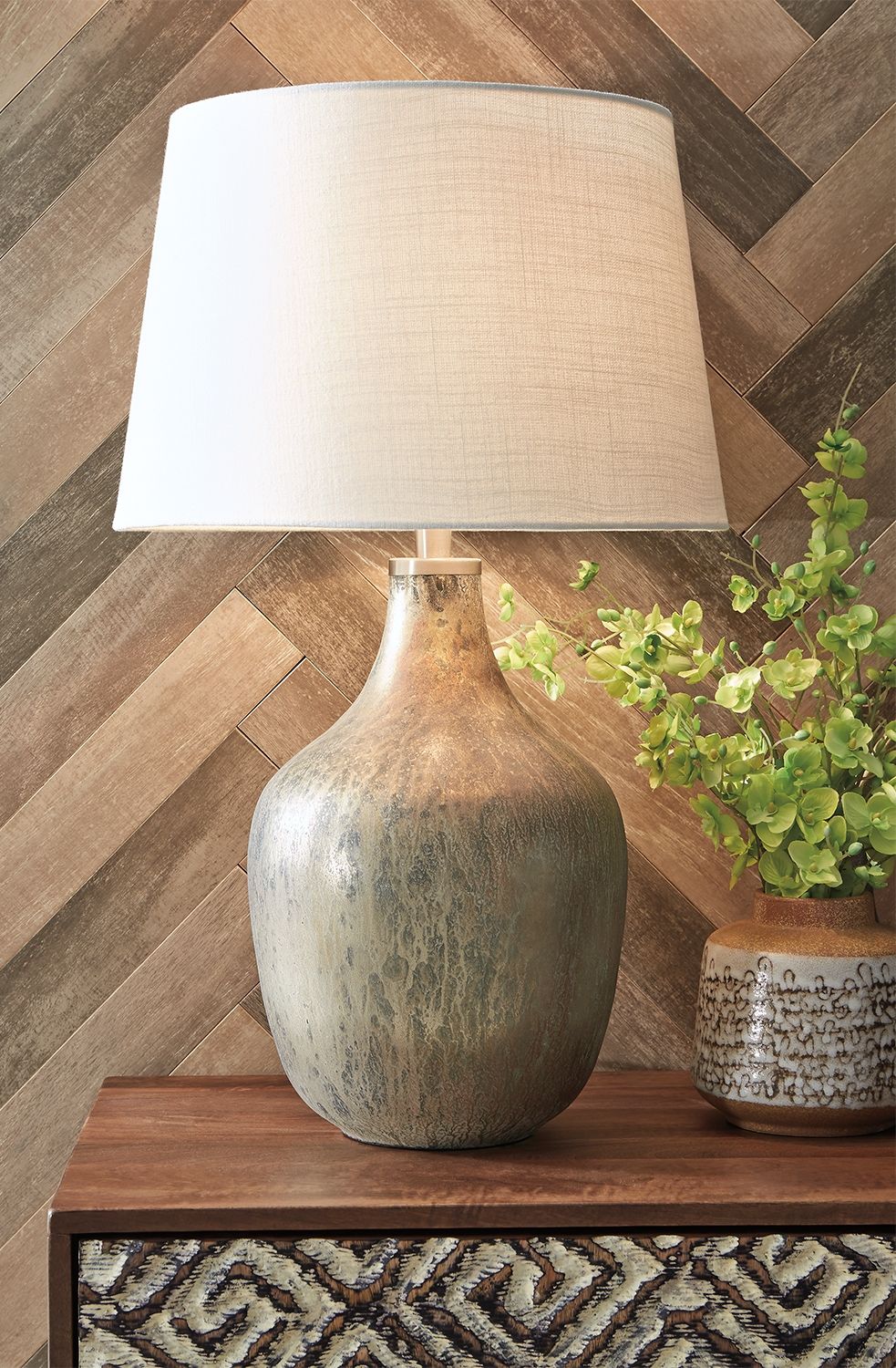 Mari - Glass Table Lamp  - Gray / Gold Finish — view 2