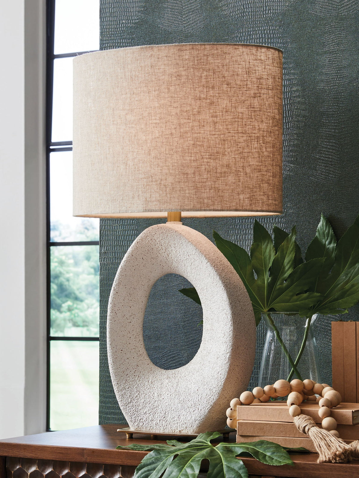 Trentlen - Paper Table Lamp - Cream / Gold Finish — view 2
