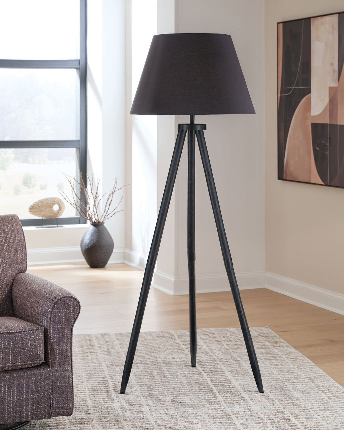 Orhan - Wood Floor Lamp - Black — view 2