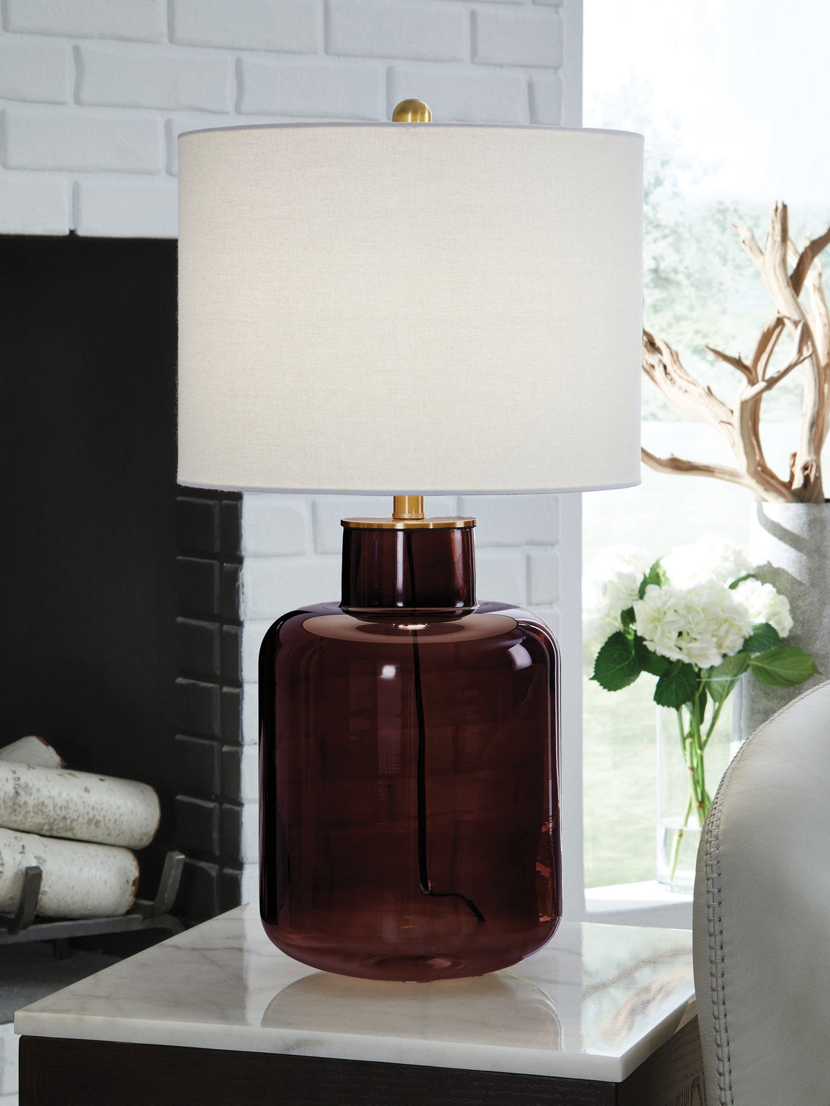 Mette - Glass Table Lamp - Brown / Gold Finish — view 2