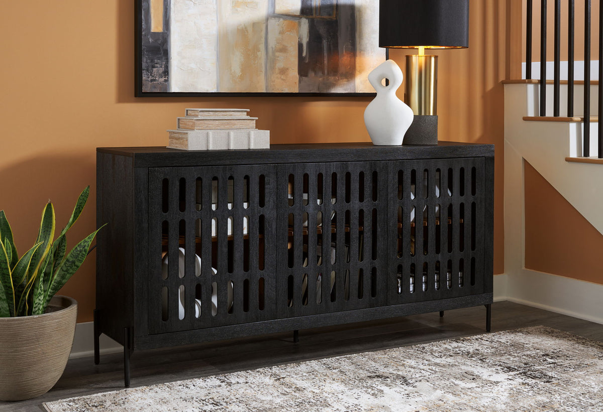 Vallisburg - Accent Cabinet - Black / Natural — view 2
